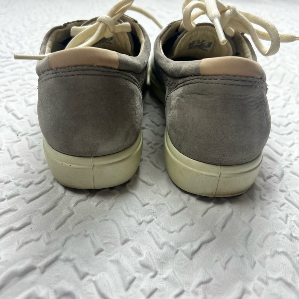 ECCO Gray Removable Insole Comfort Soft 7 Round Toe Lace-Up Leather Sneakers - Picture 6 of 10